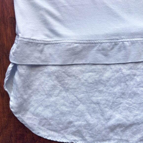 Lisa Bayne Short Sleeve Top Bamboo Cotton Baby Blue Designer Casual Luxury Sz S - Picture 15 of 15